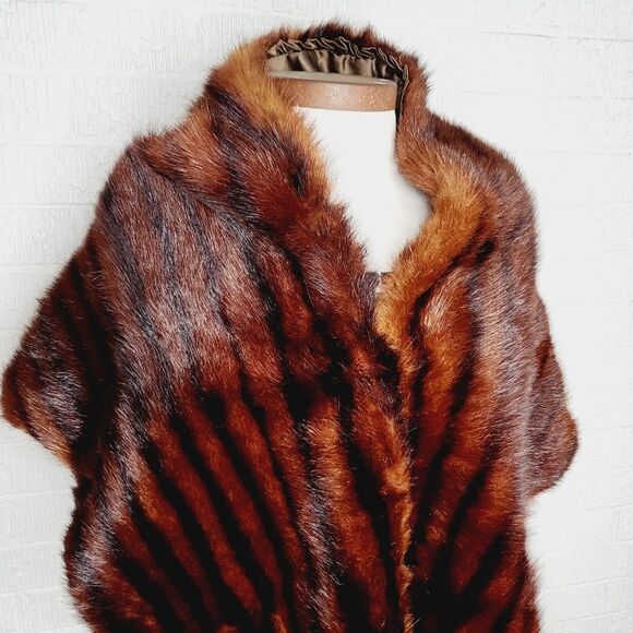 Vintage 1950s mink fur wrap stole cape bride wedding winter bride - Picture 14 of 15